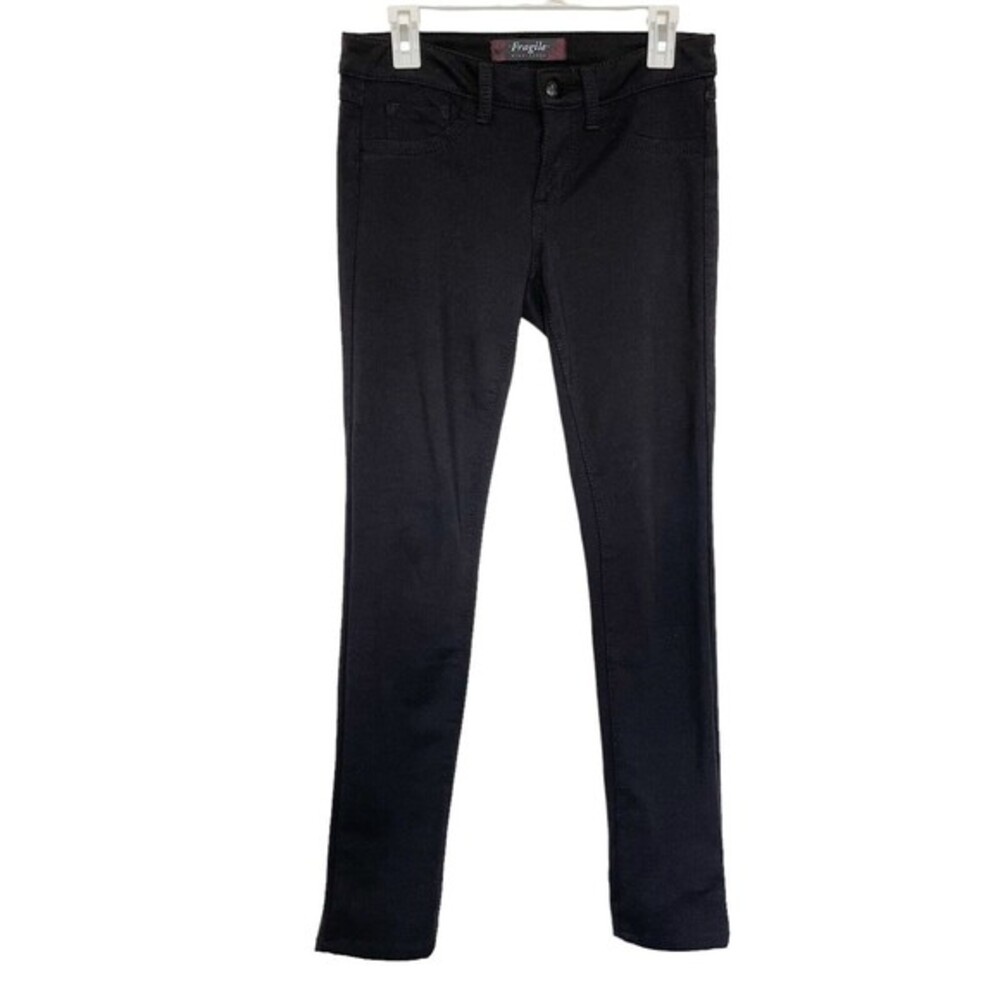 Fragile Blue Jeans Size 7 Black Jegging Pants Skinny Slim Stretchy Punk Gothic